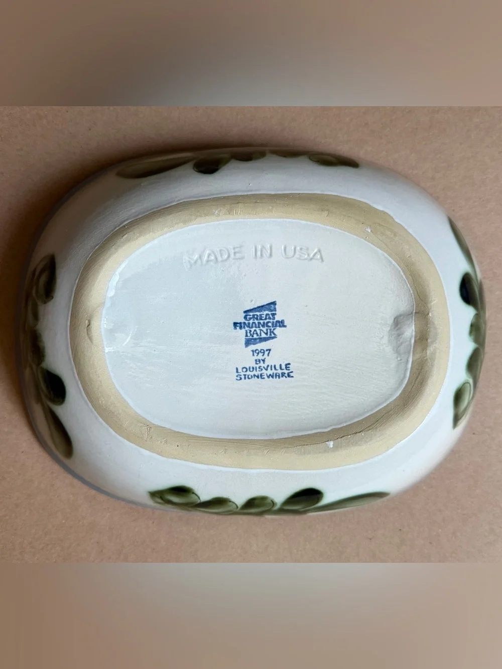 1997 Louisville Stoneware Country Flower Blue Oval Serving Bowl 9.5”x7.5”x2.5”